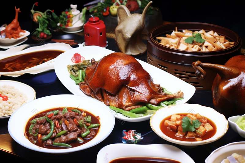 中式餐饮鲁菜烤鸭蔬菜实拍摄影图,高清,摄影图,摄影图片,图片大全,摄影图免费下载